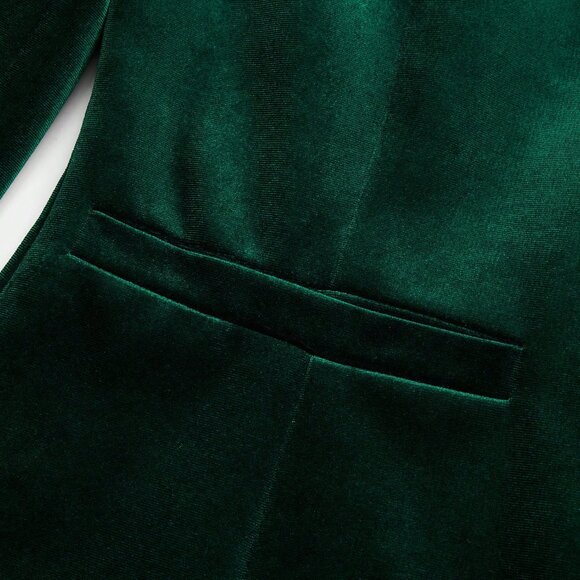 Green Velvet Elegant Women's Long Sleeve Velvet blazer with Pant Suit set - Picture 9 of 10